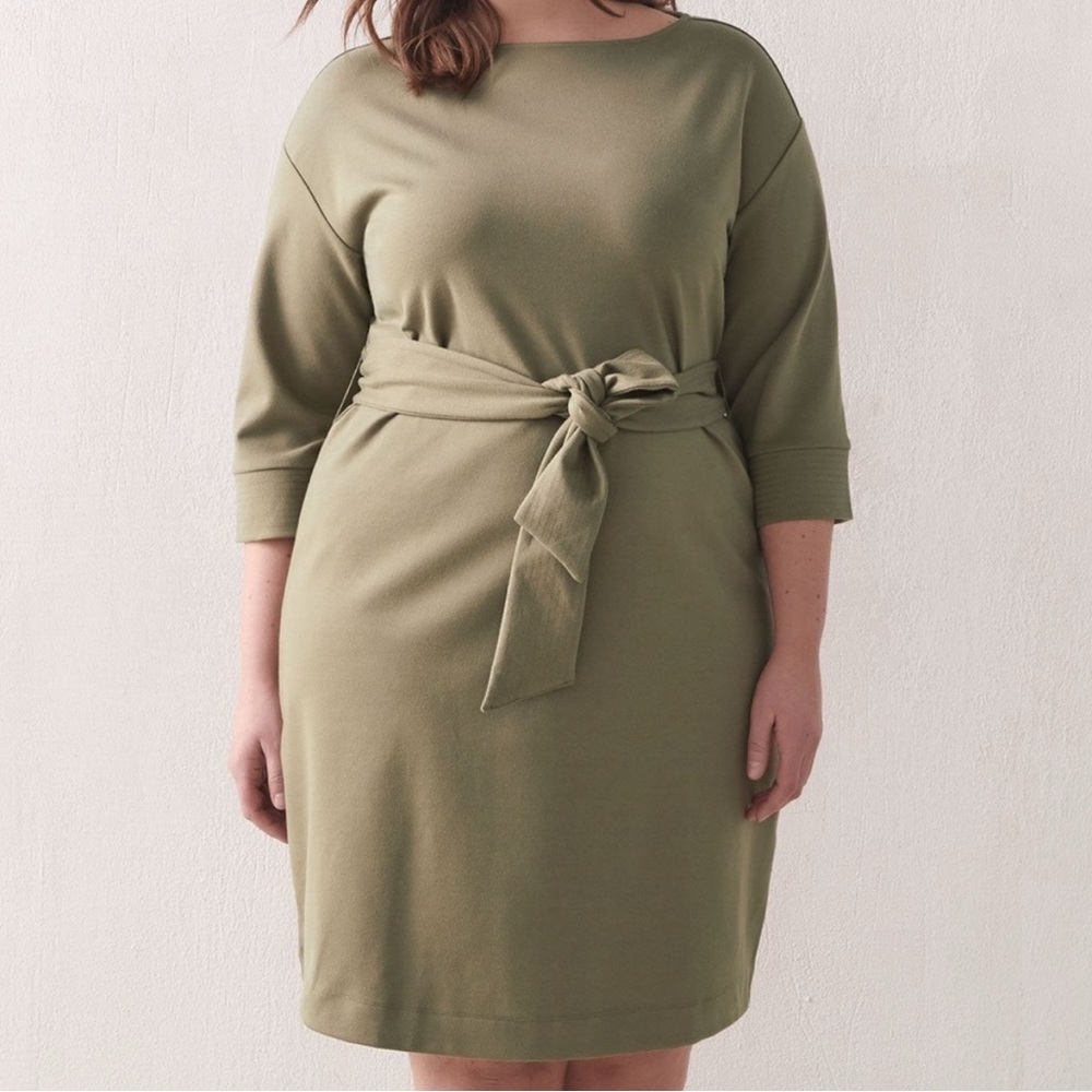 Army Green Tie Front Dress // Addition Elle